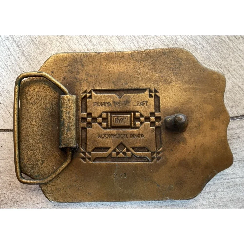 Indiana Metal Craft Brass Belt Buckle American Express Wells Butterfield Vintage